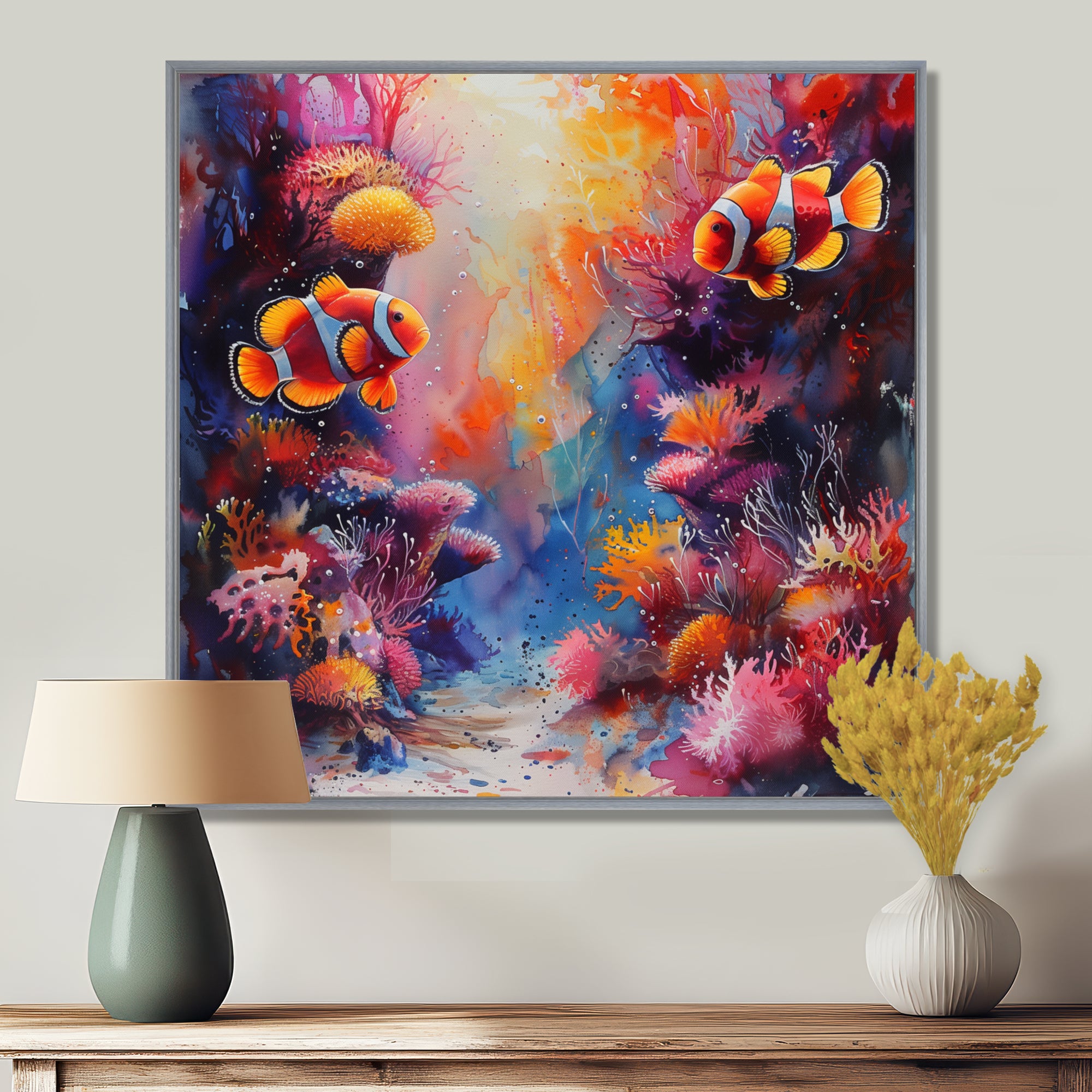 Orange pink clownfish coral Marine Majesty - Orange Coral Wall Art