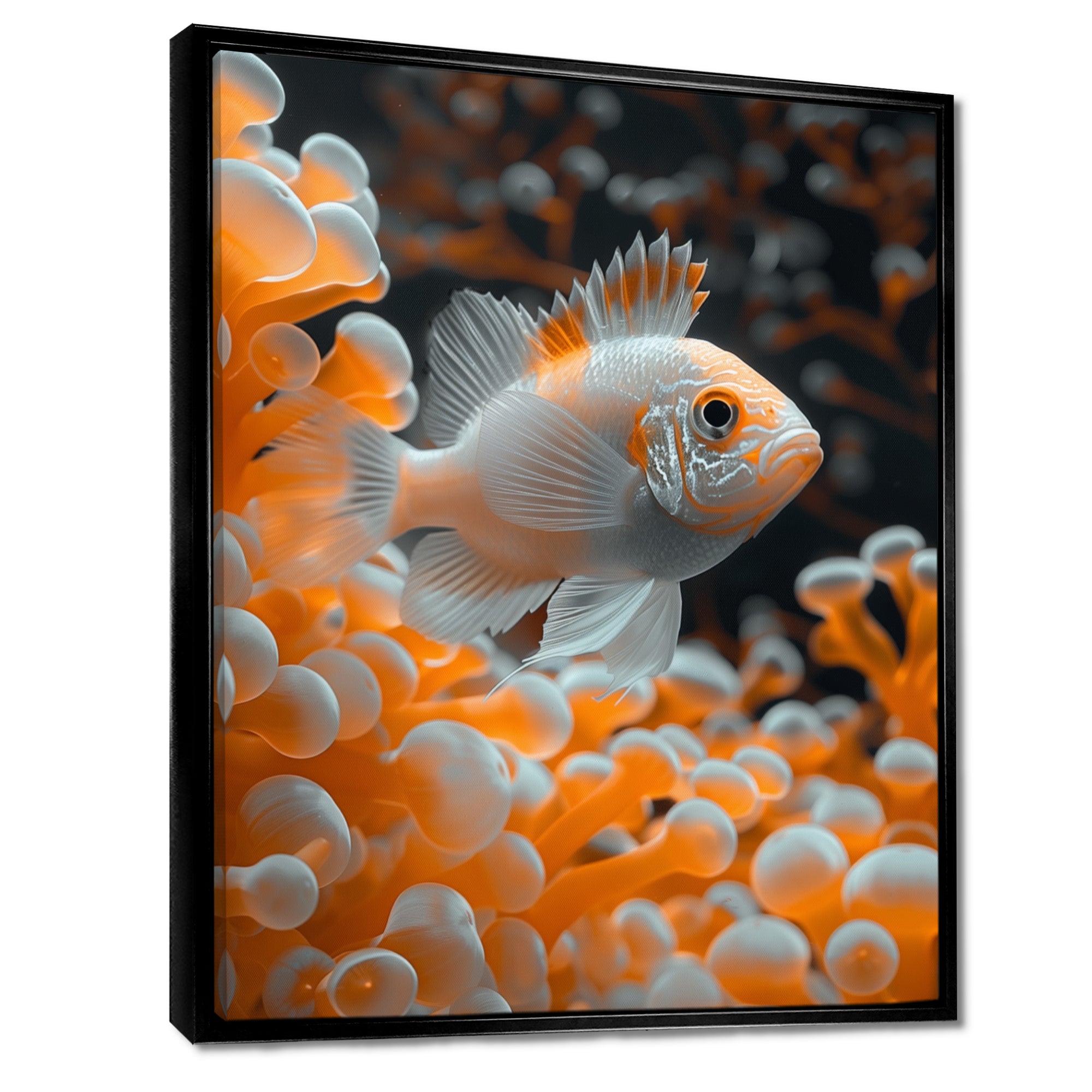 Orange white coral fish - Coral Living Room Wall Art