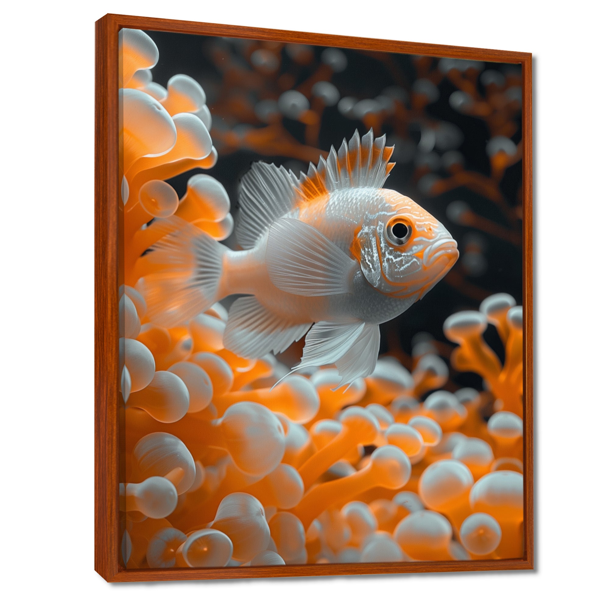 Orange white coral fish - Coral Living Room Wall Art