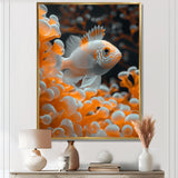 Orange white coral fish - Coral Living Room Wall Art
