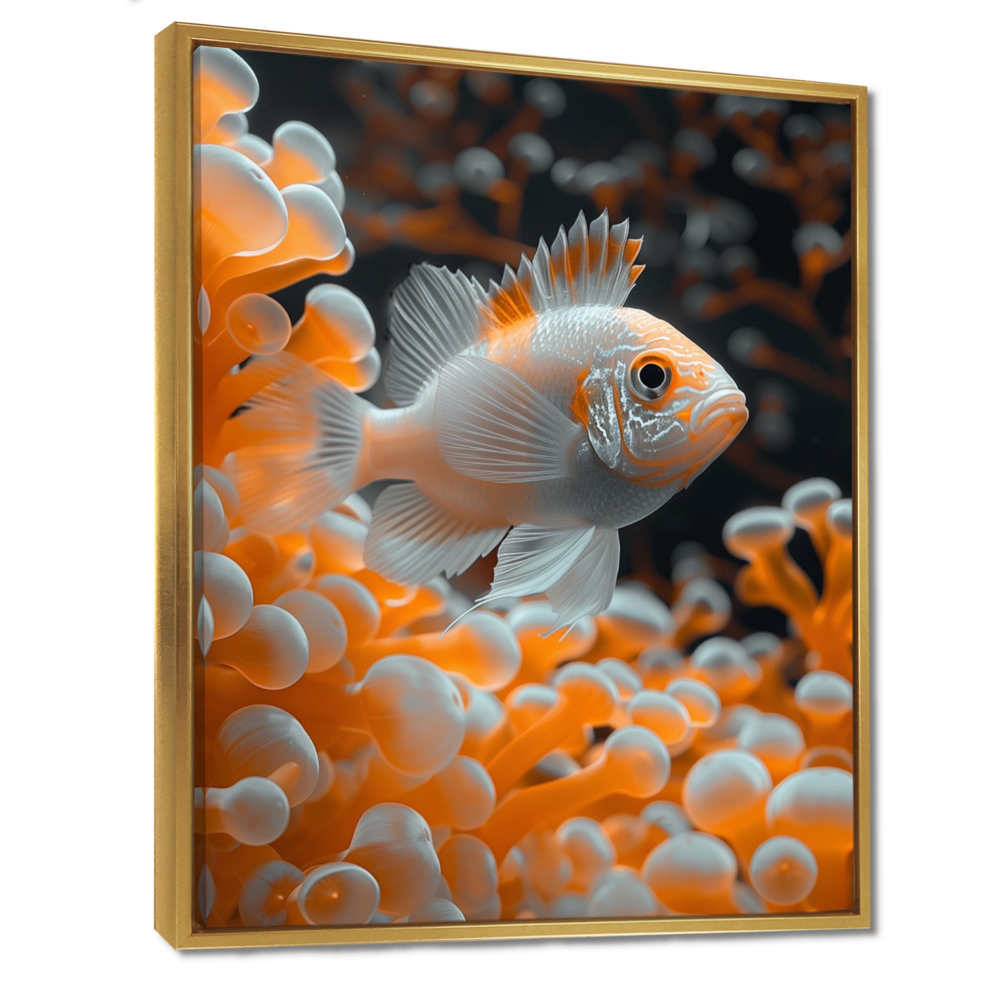 Orange white coral fish - Coral Living Room Wall Art