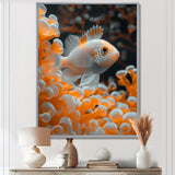 Orange white coral fish - Coral Living Room Wall Art