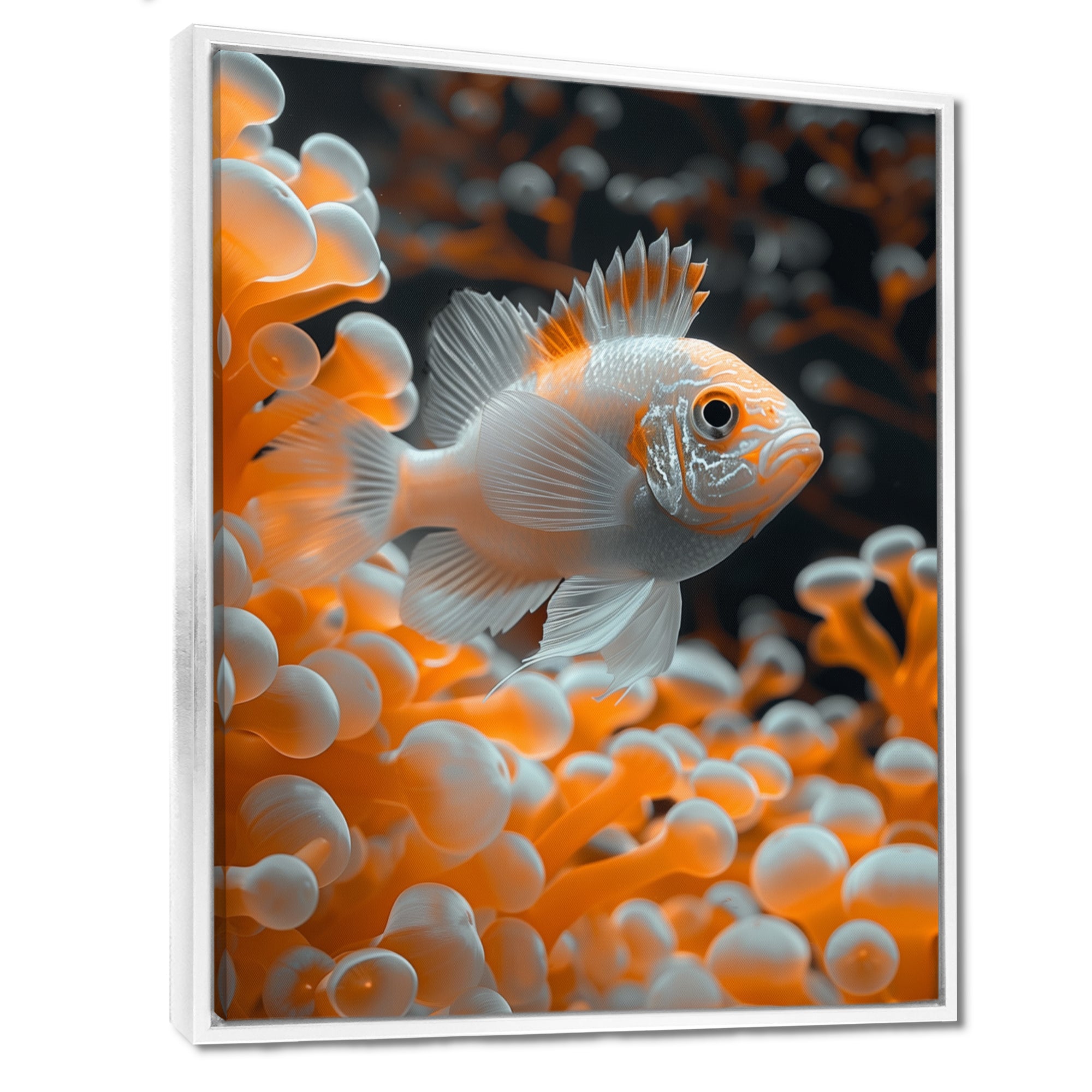 Orange white coral fish - Coral Living Room Wall Art