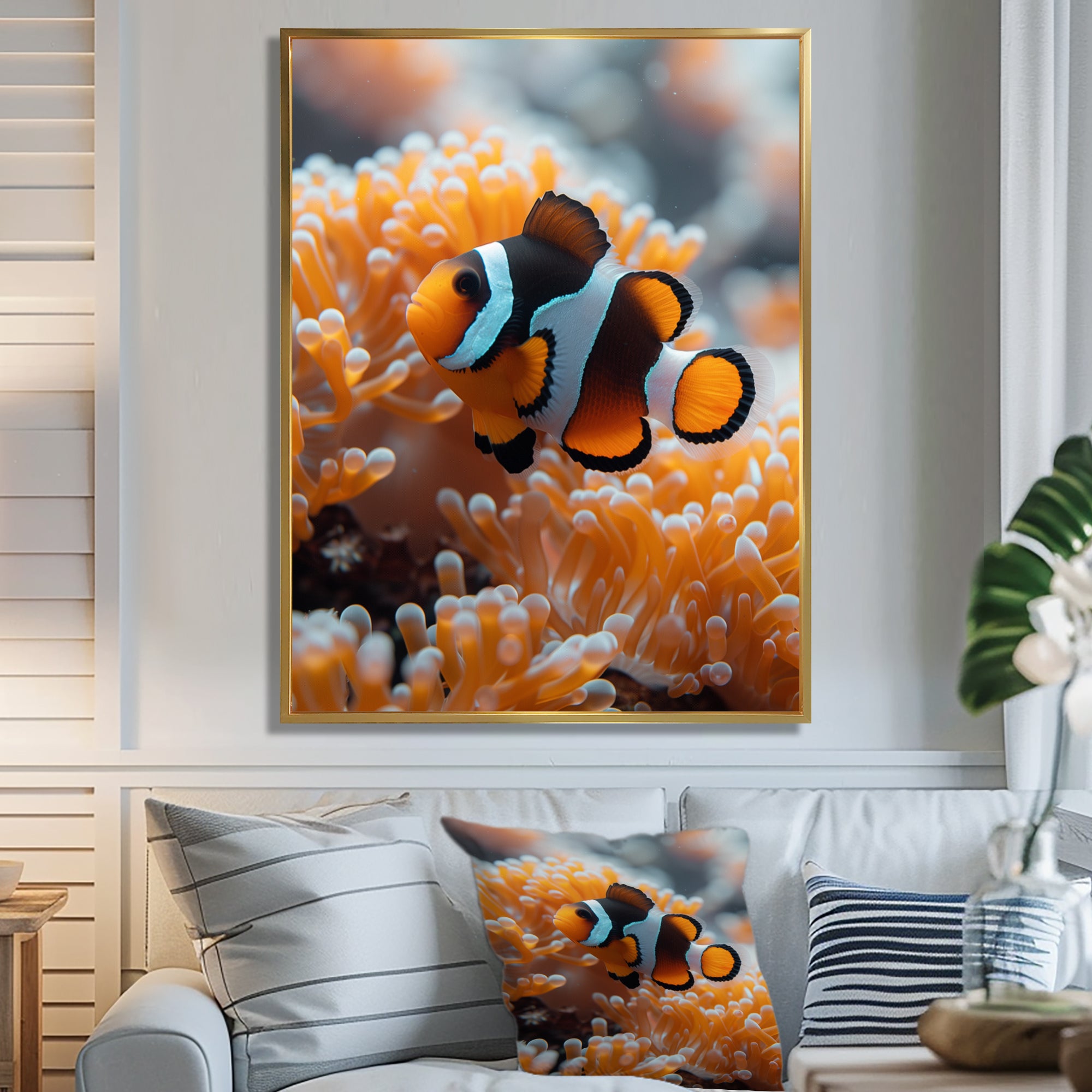 Orange white coral clown fish Marvel - Coral Bedroom Wall Art