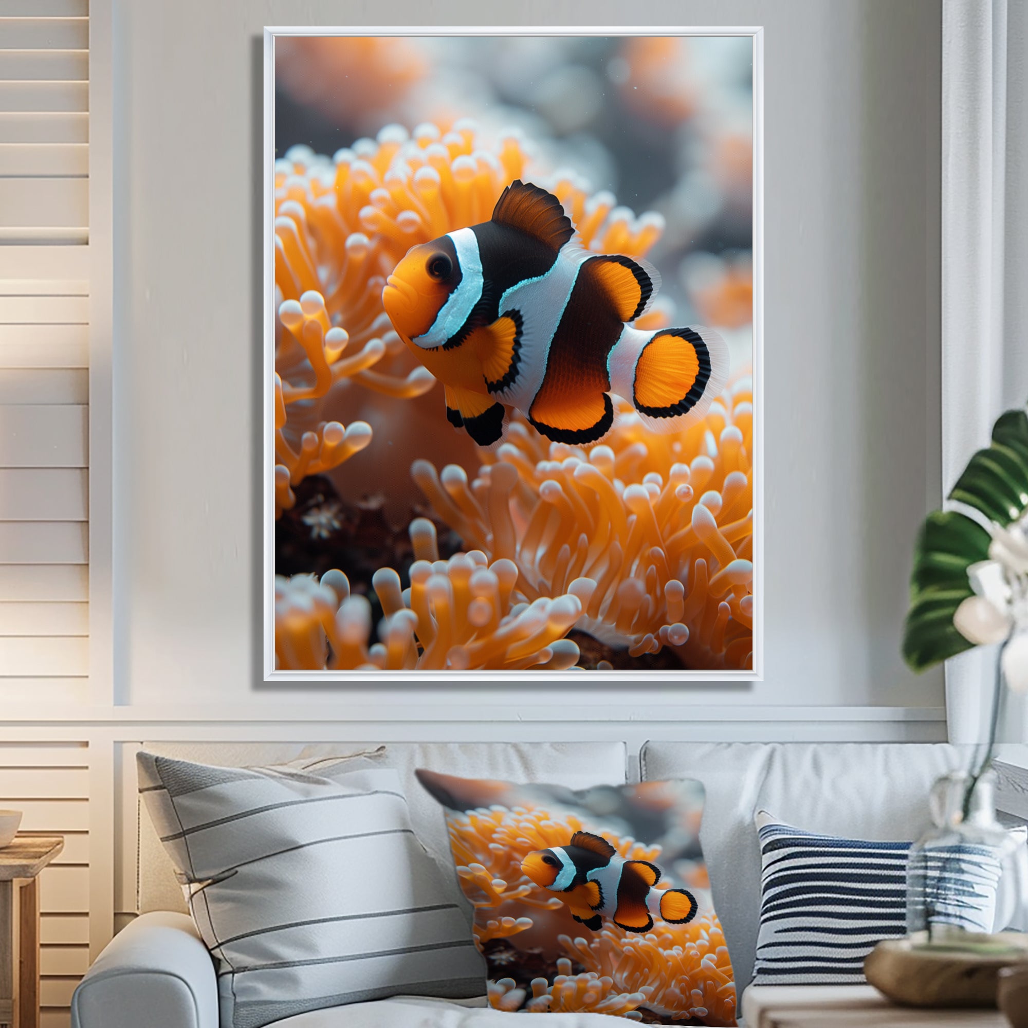 Orange white coral clown fish Marvel - Coral Bedroom Wall Art
