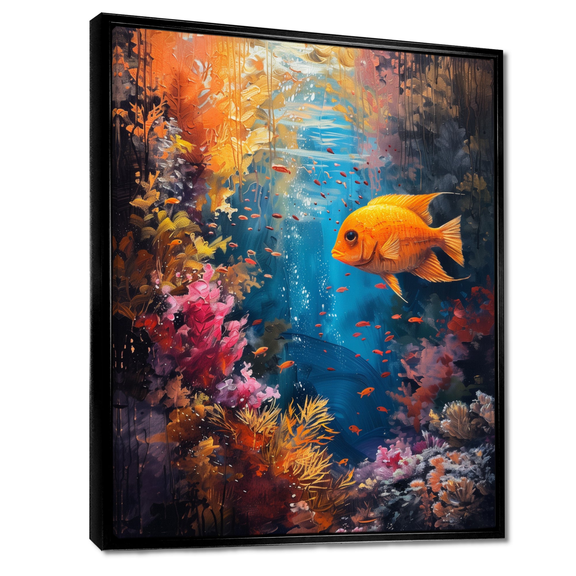 Orange blue coral Marine goldfish Marvel - Coral Canvas Wall Art