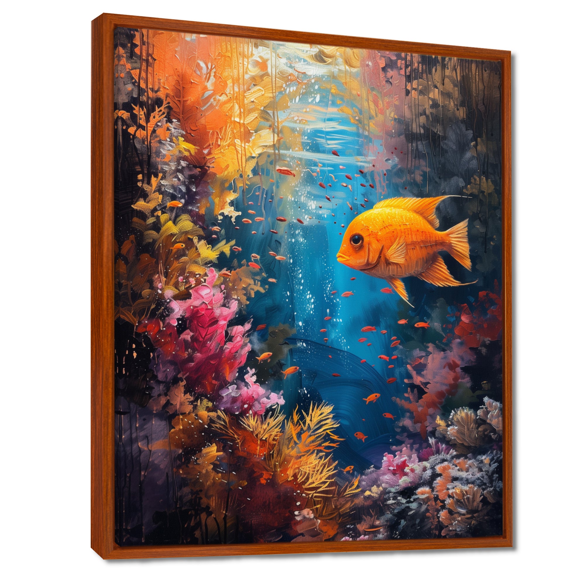 Orange blue coral Marine goldfish Marvel - Coral Canvas Wall Art