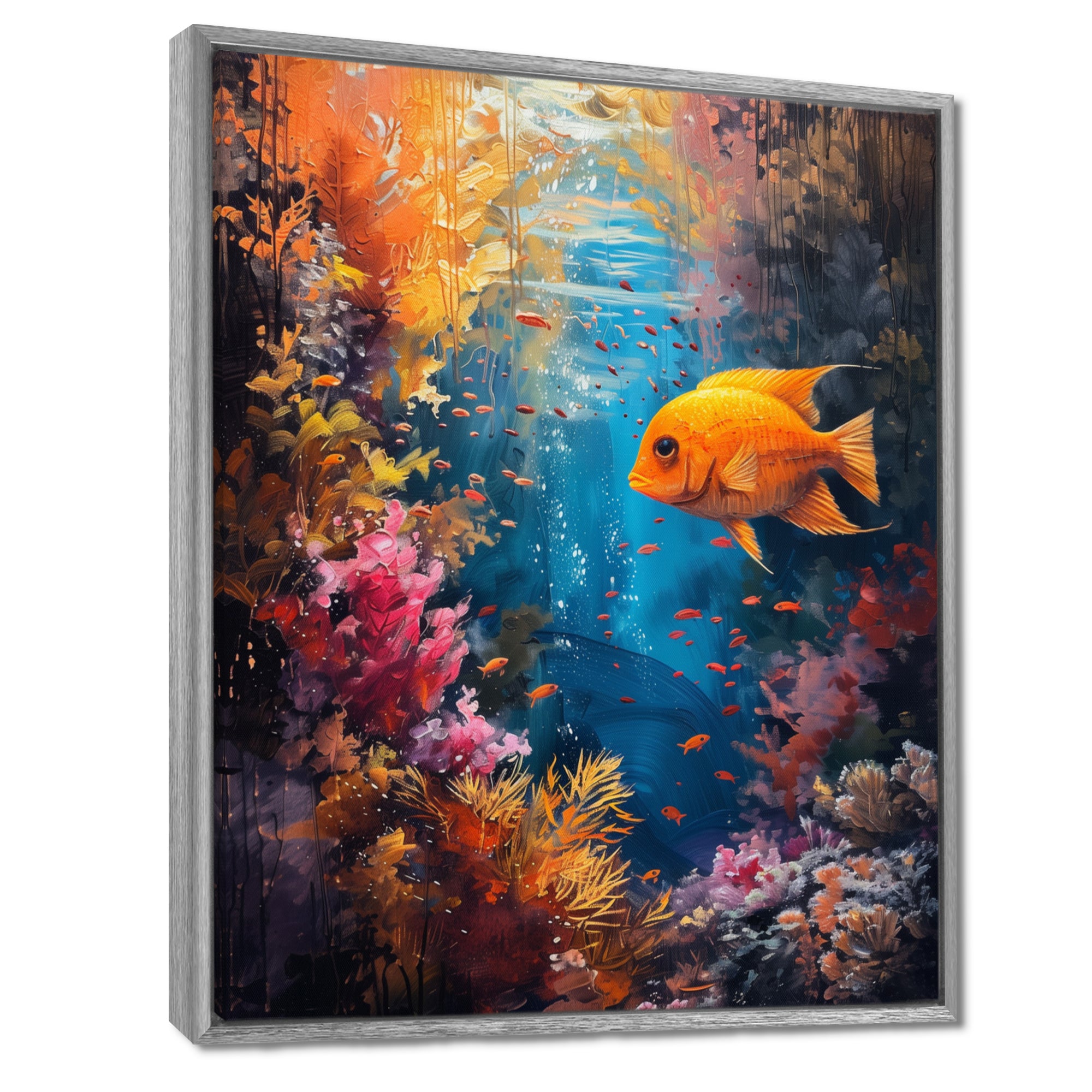 Orange blue coral Marine goldfish Marvel - Coral Canvas Wall Art