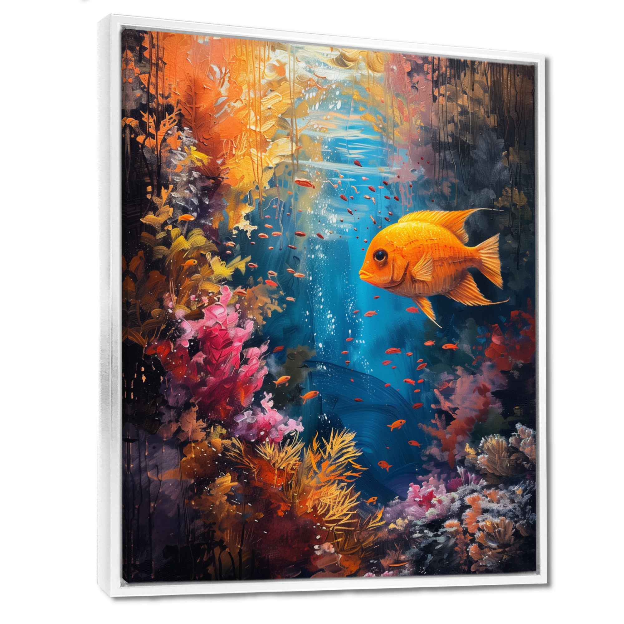 Orange blue coral Marine goldfish Marvel - Coral Canvas Wall Art