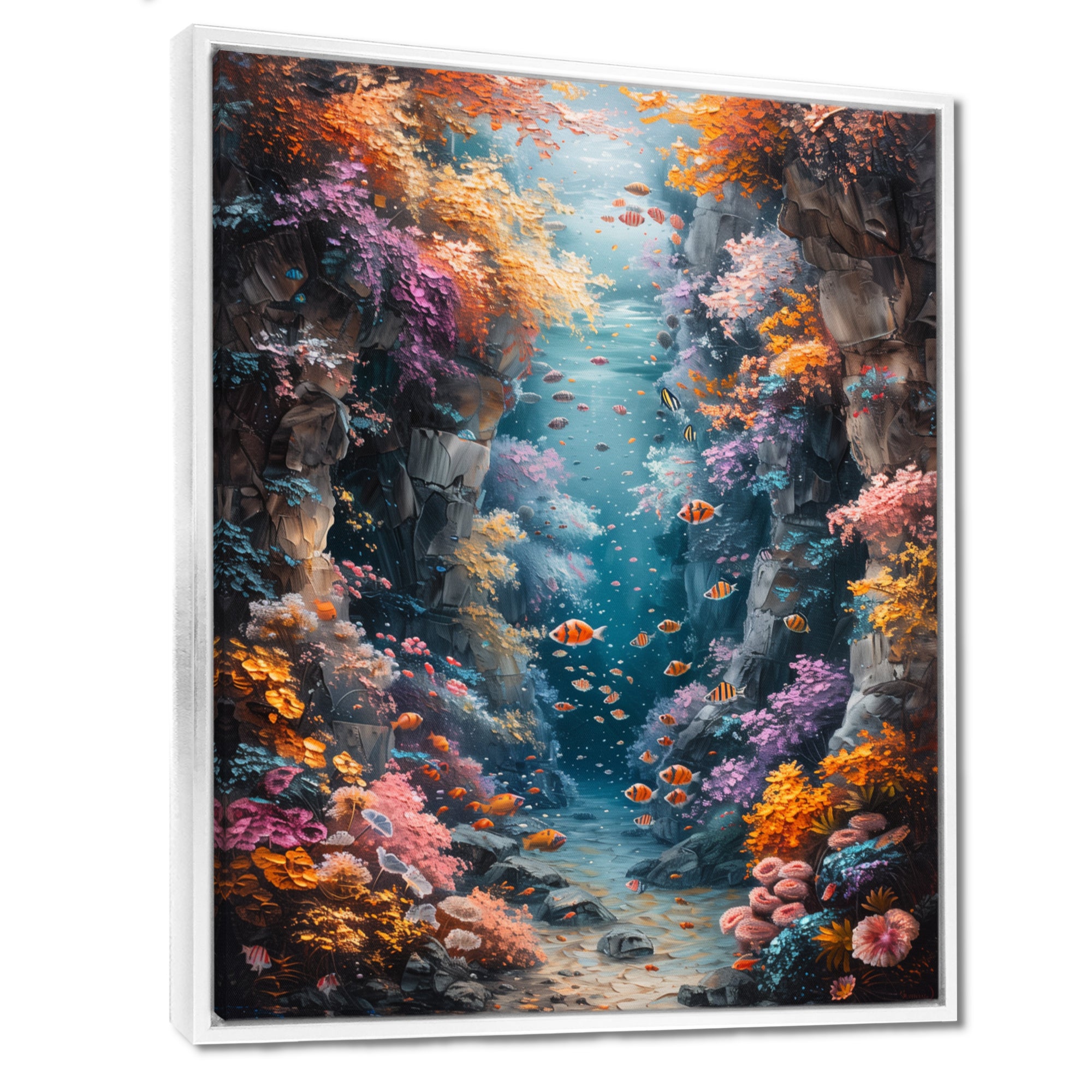 Orange blue coral Marine Marvel dreams - Coral Canvas Wall Art