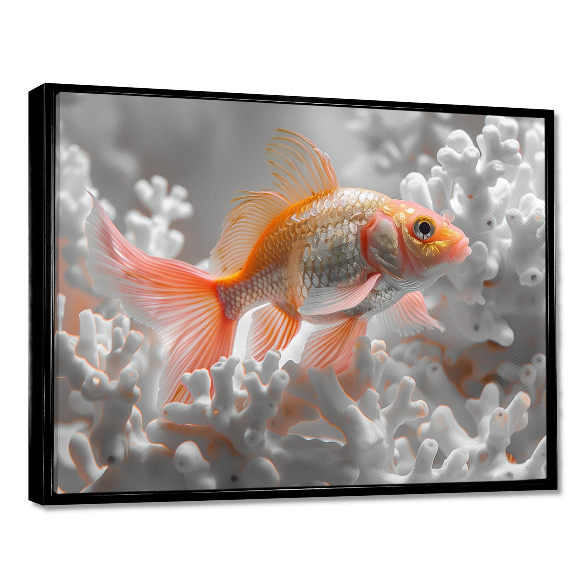 Orange white fish coral dream - Fish Wall Art Prints