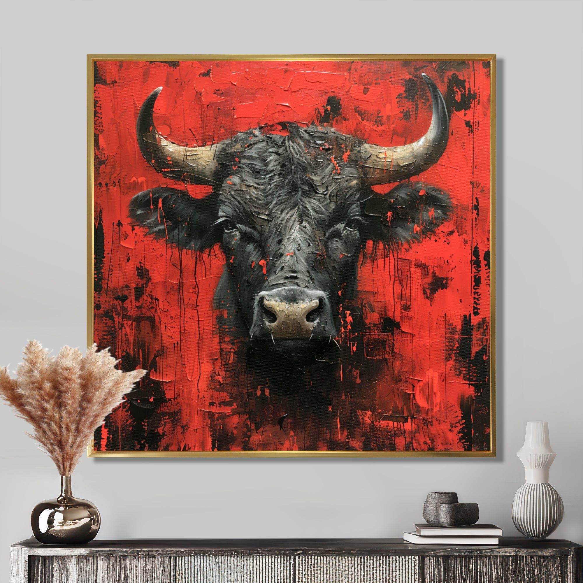 Red Taurus Astrology Bulls Resolve - Red Taurus Wall Art
