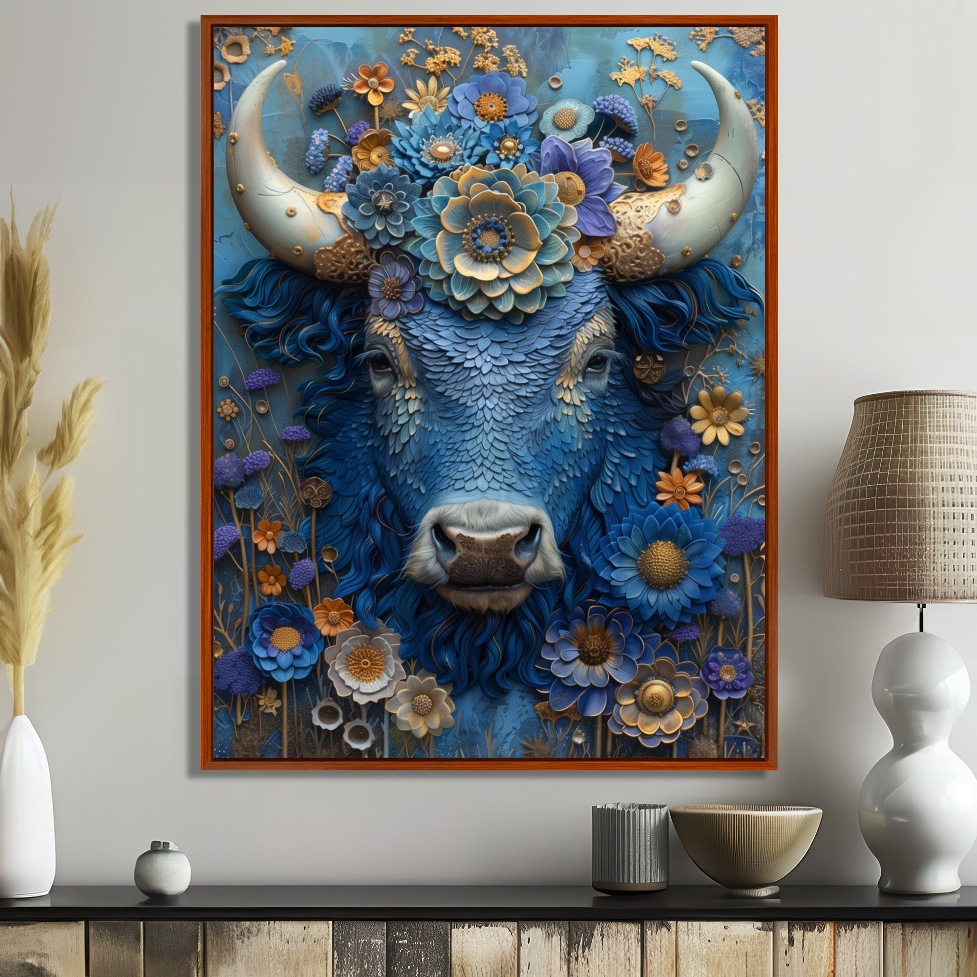 Blue Taurus Astrology Cosmic Harmony - Blue Taurus Wall Art