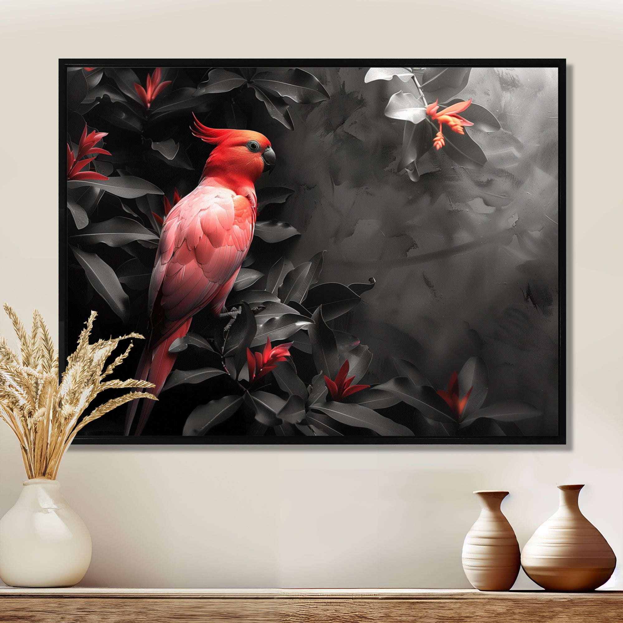 Red black Garden of Eden Birds - Bird Home Decor Art