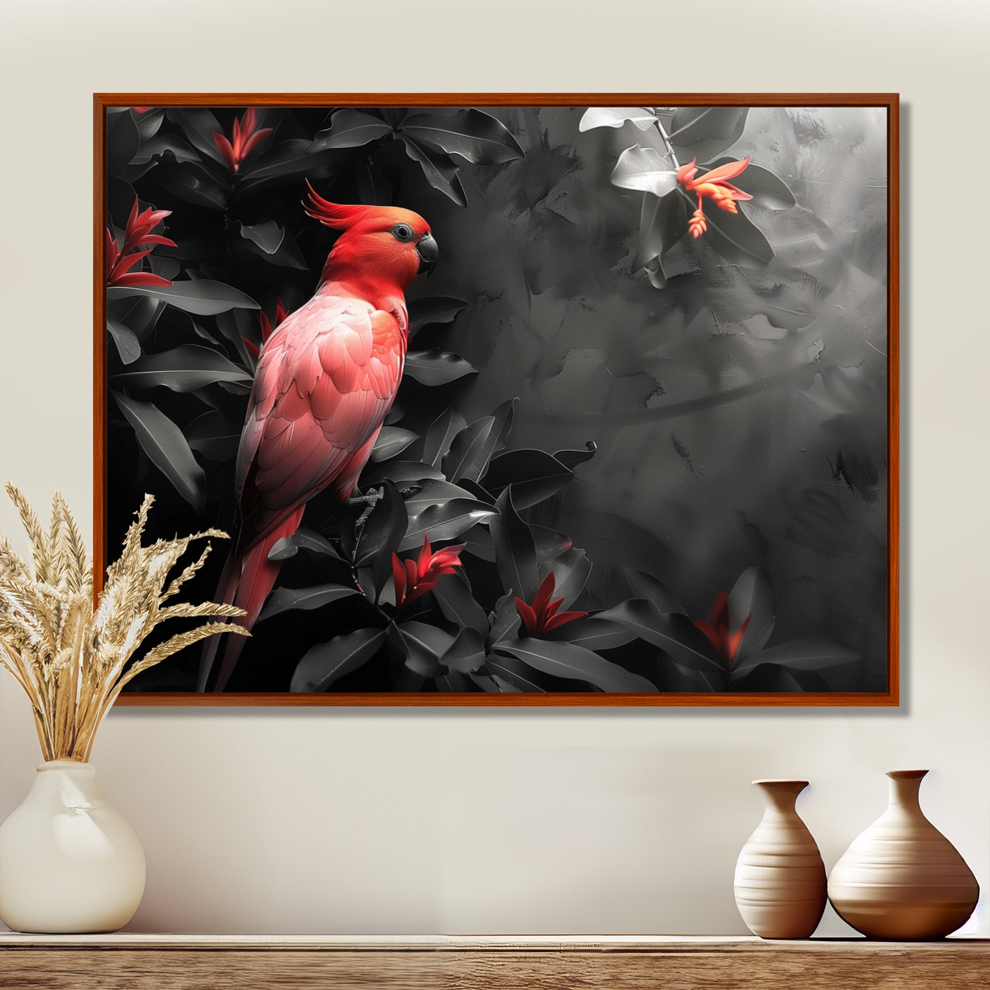 Red black Garden of Eden Birds - Bird Home Decor Art