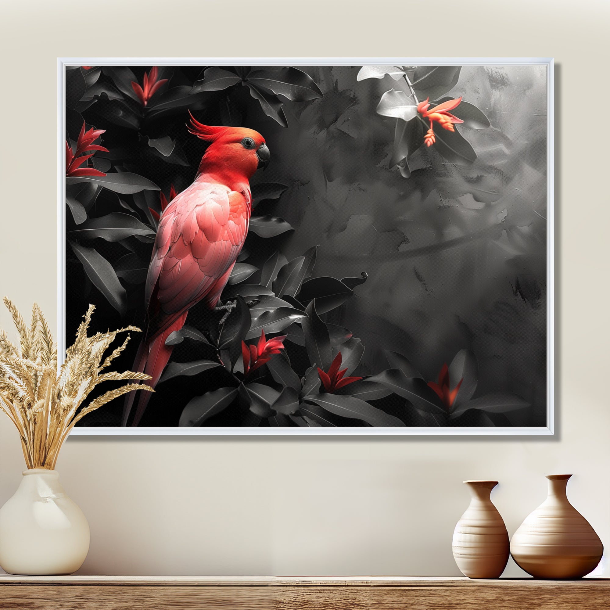 Red black Garden of Eden Birds - Bird Home Decor Art