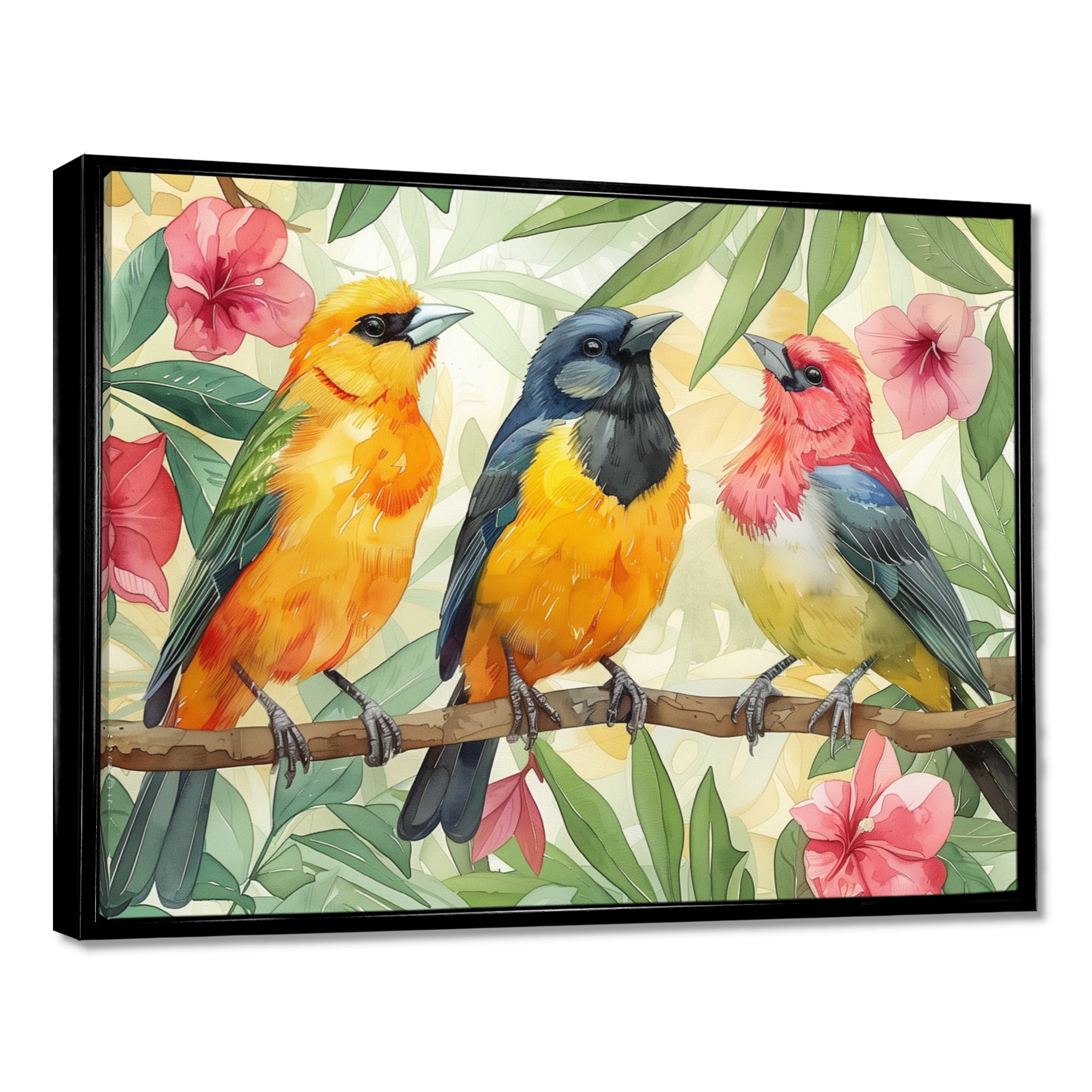 Yellow Birds on a brand of Garden of Eden - Bird Bedroom Wall Art