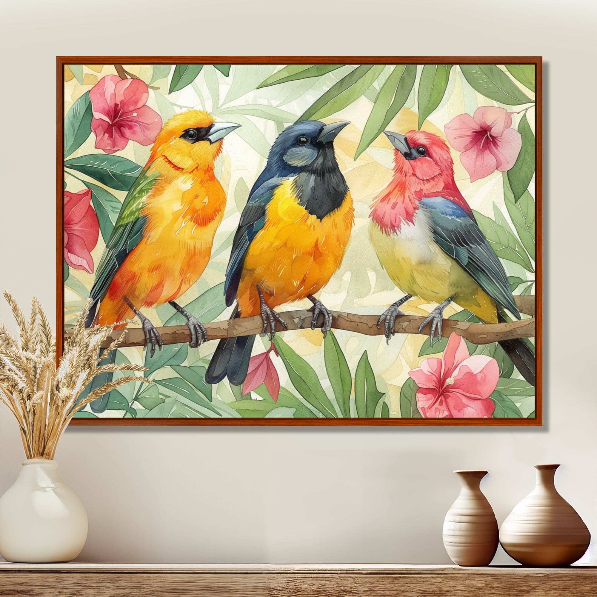 Yellow Birds on a brand of Garden of Eden - Bird Bedroom Wall Art