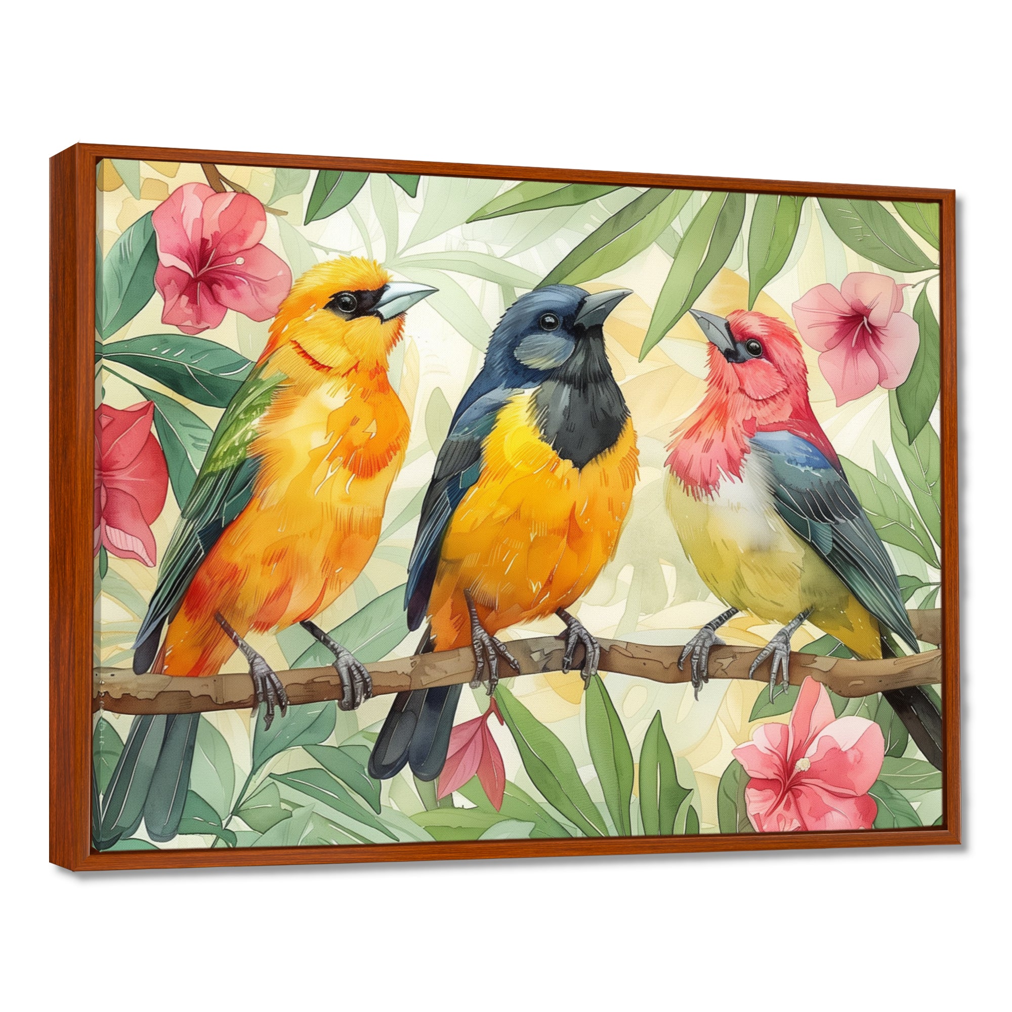 Yellow Birds on a brand of Garden of Eden - Bird Bedroom Wall Art