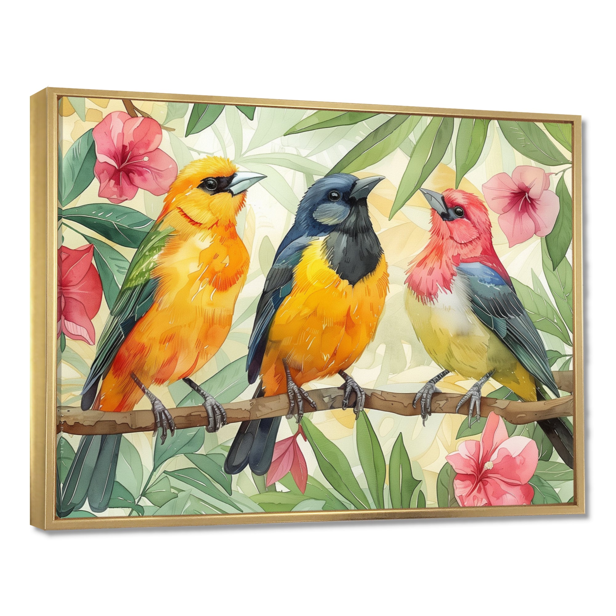 Yellow Birds on a brand of Garden of Eden - Bird Bedroom Wall Art