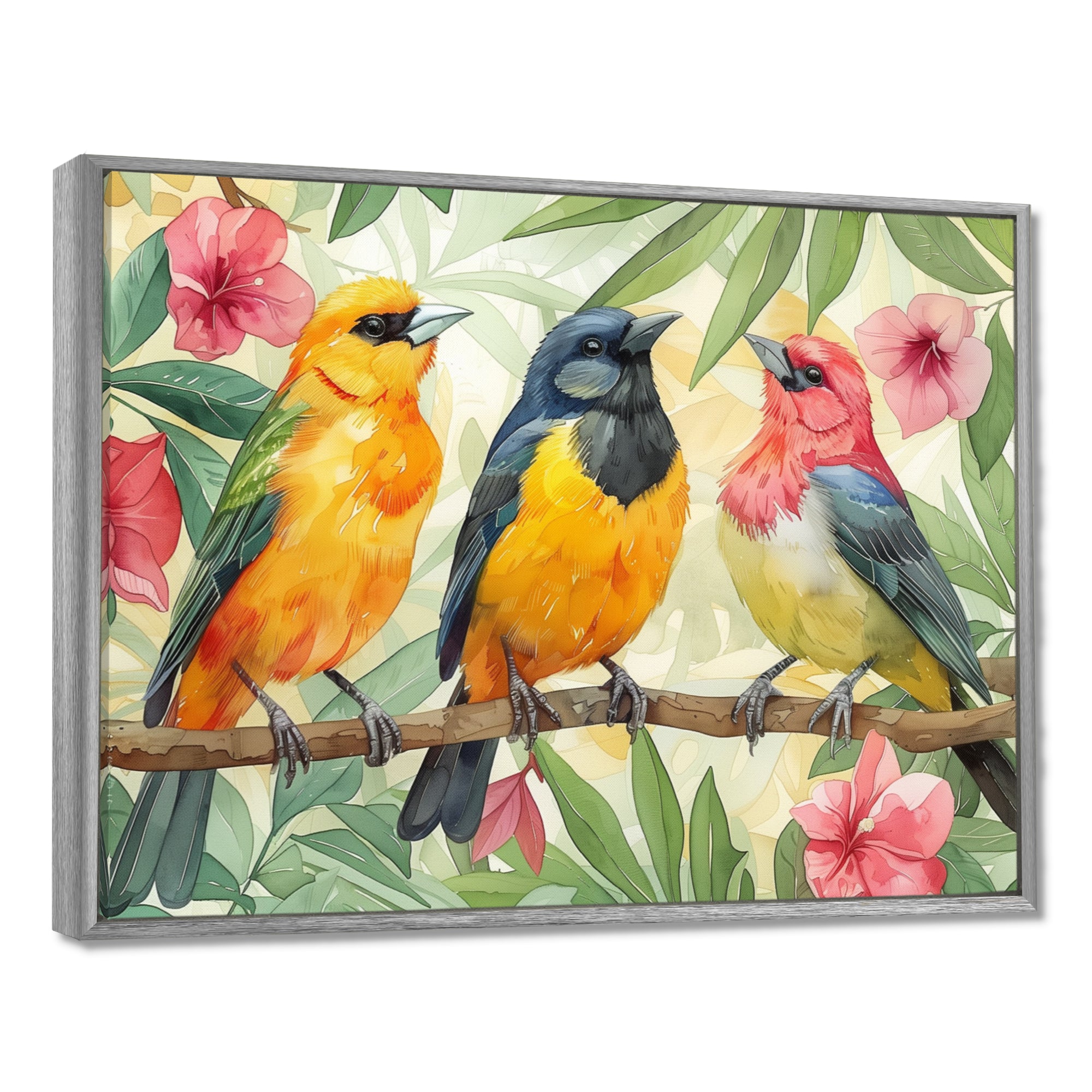 Yellow Birds on a brand of Garden of Eden - Bird Bedroom Wall Art