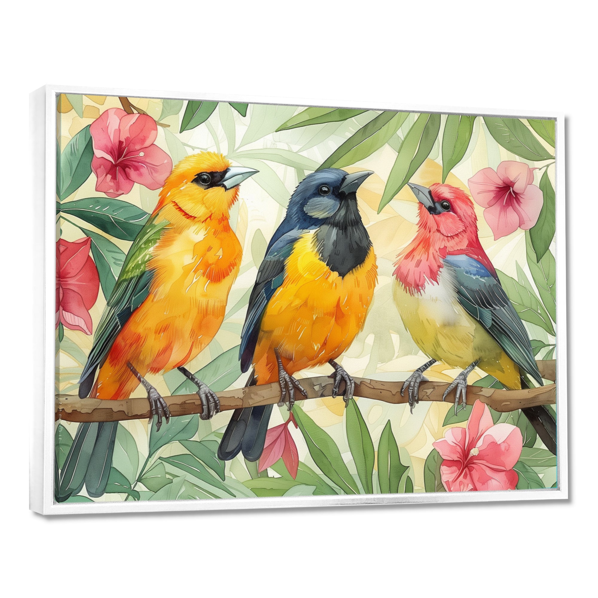 Yellow Birds on a brand of Garden of Eden - Bird Bedroom Wall Art