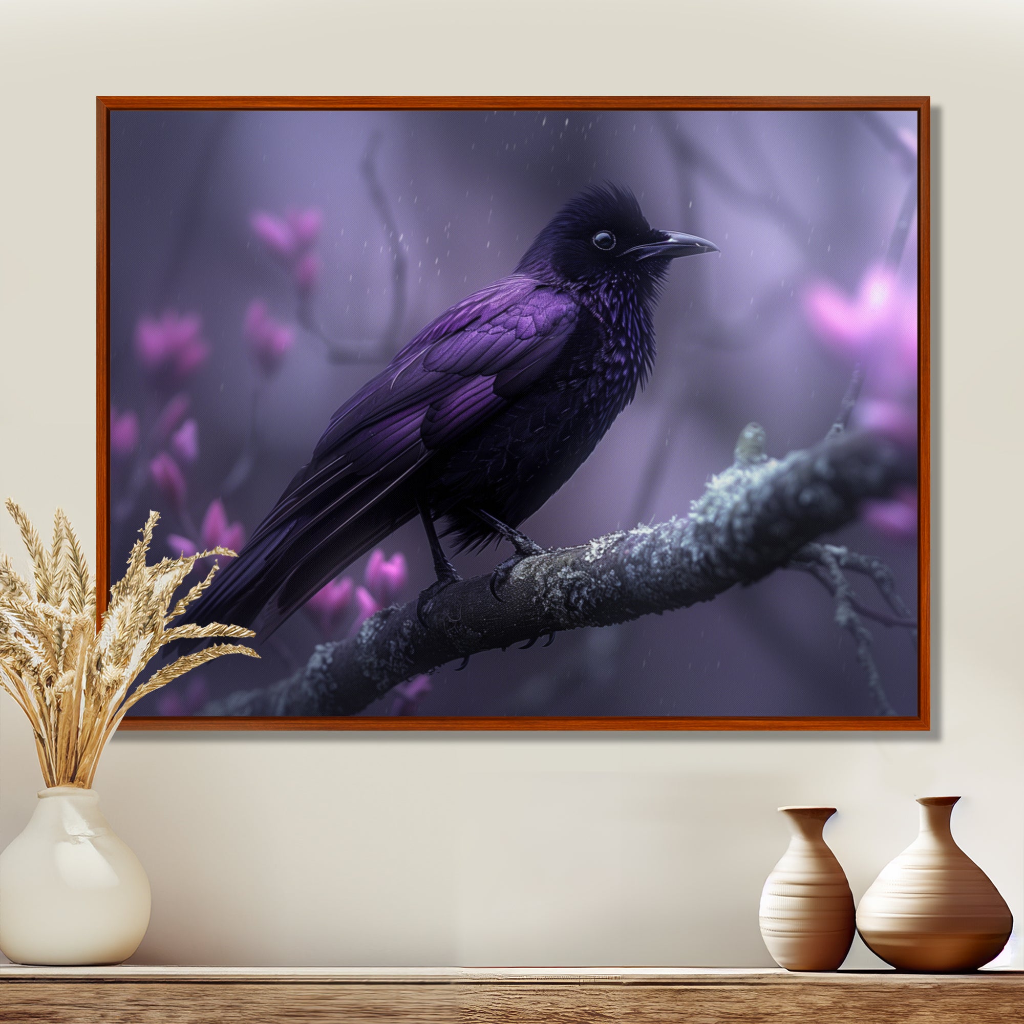 Purple black Moonlit Serenade Bird - Bird Wall Decor