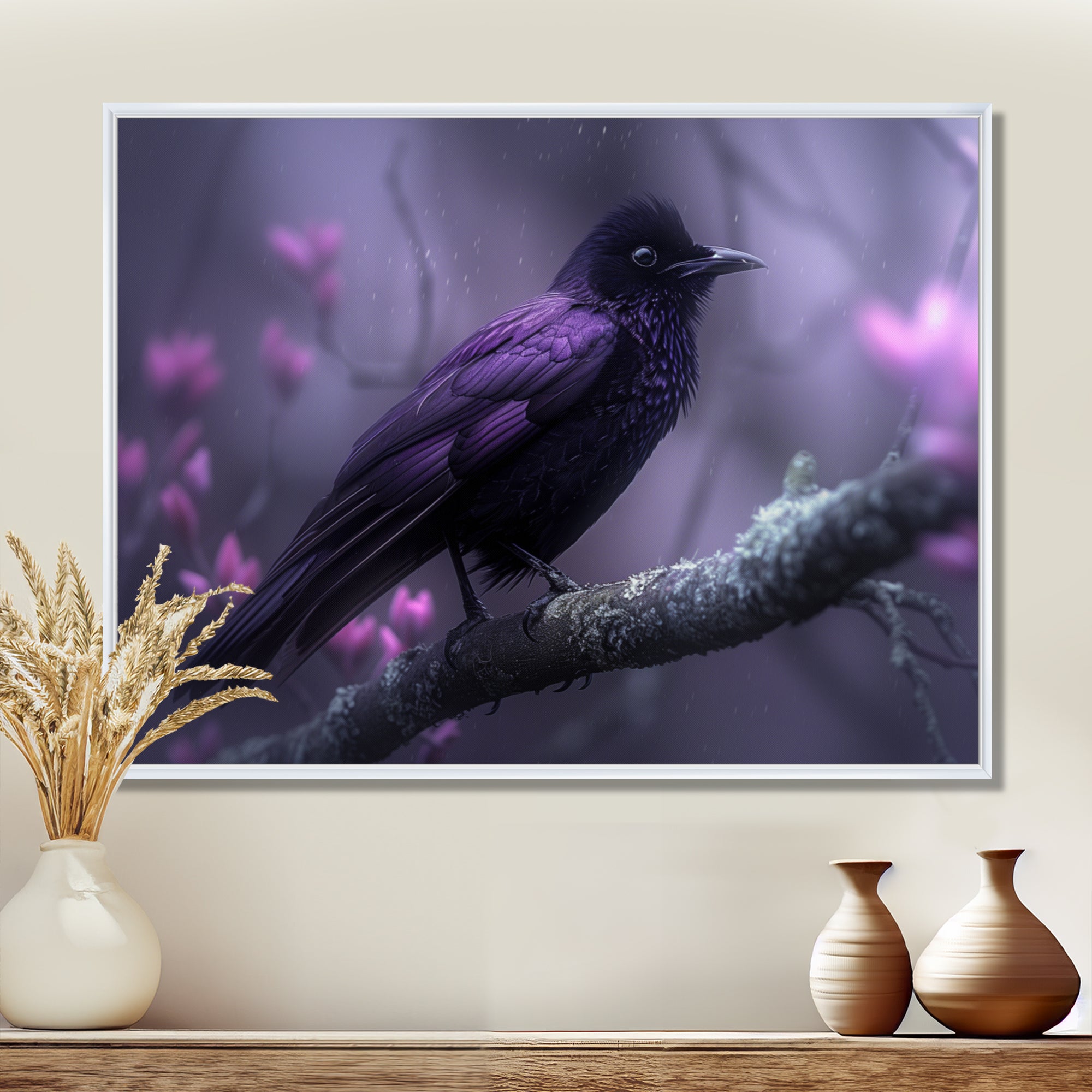 Purple black Moonlit Serenade Bird - Bird Wall Decor