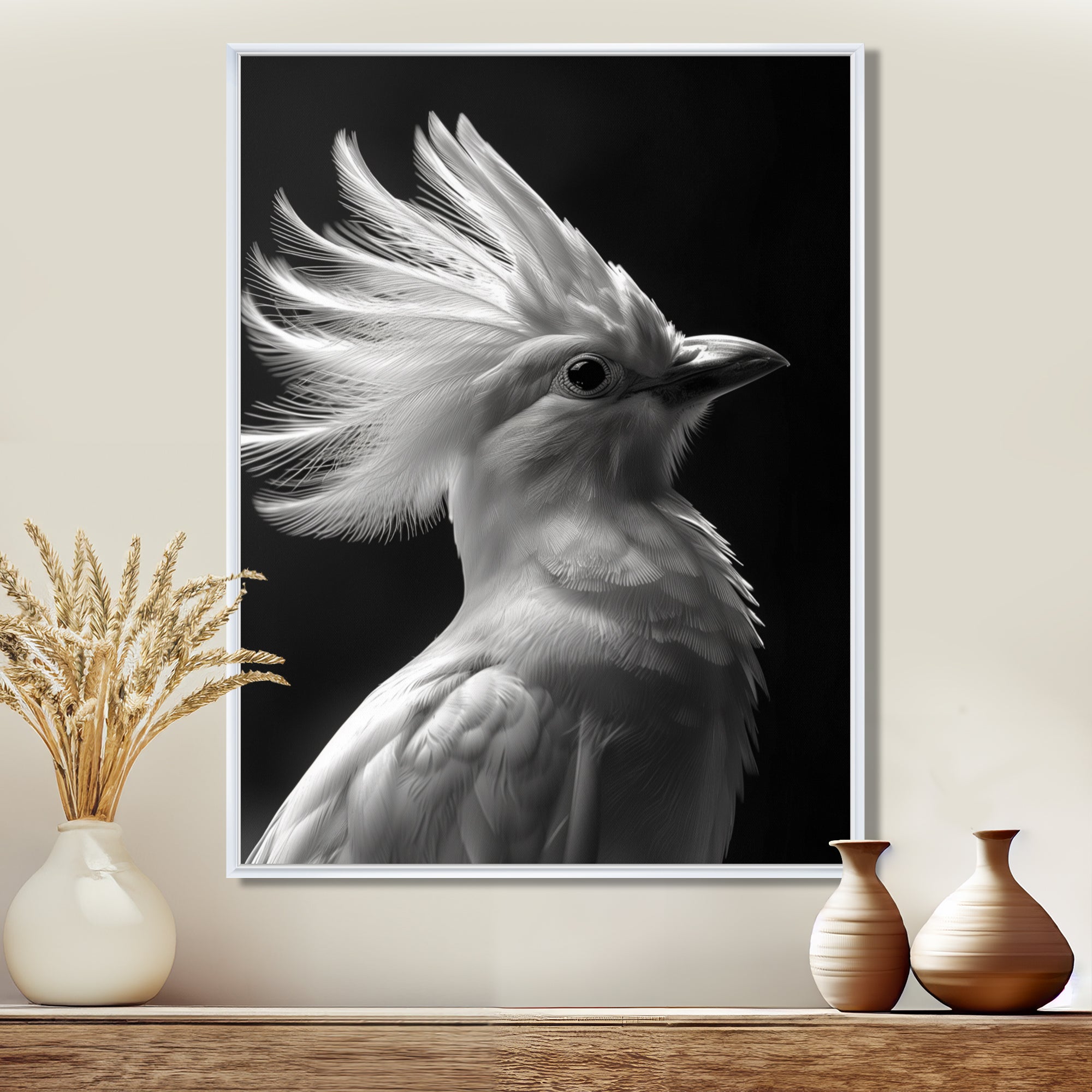 Monochrome white black graceful Bird - Bird Wall Decor