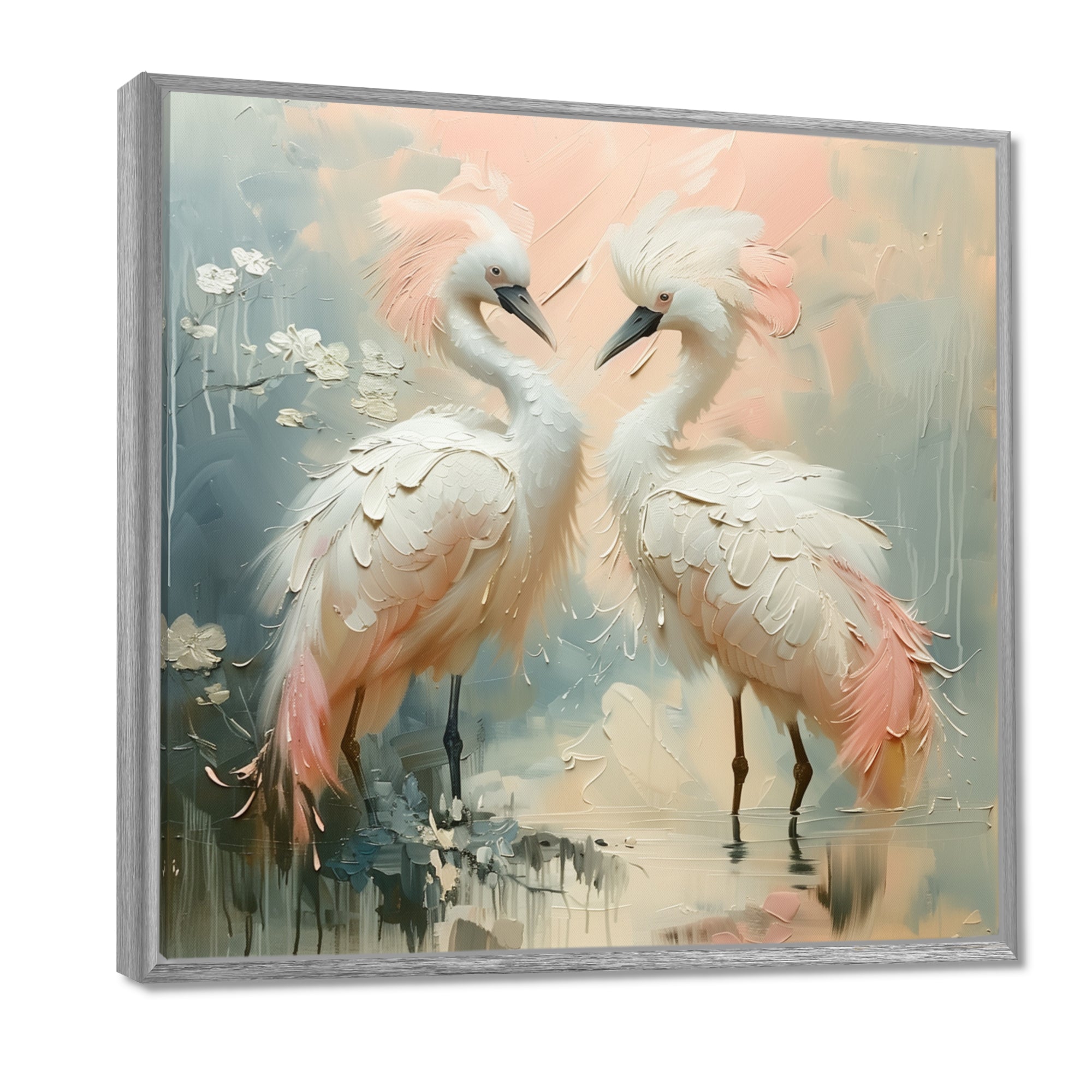 White pink Paradise Cove swans - Bird Wall Art Prints