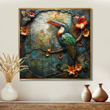 Green orange Rainforest Radiance Toucan - Green Parrot Wall Art
