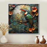 Green orange Rainforest Radiance Toucan - Green Parrot Wall Art