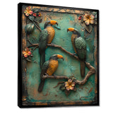 Yellow green Rainforest Radiance Toucans - Parrot Framed Canvas Art