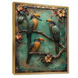 Yellow green Rainforest Radiance Toucans - Parrot Framed Canvas Art