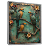 Yellow green Rainforest Radiance Toucans - Parrot Framed Canvas Art