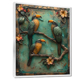 Yellow green Rainforest Radiance Toucans - Parrot Framed Canvas Art