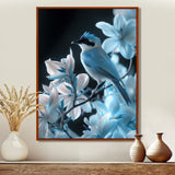 Blue black Tropical Oasis Bird blooms - Bird Home Decor Art