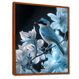 Blue black Tropical Oasis Bird blooms - Bird Home Decor Art