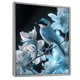Blue black Tropical Oasis Bird blooms - Bird Home Decor Art