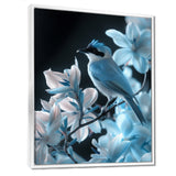 Blue black Tropical Oasis Bird blooms - Bird Home Decor Art