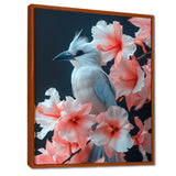 Pink white Tropical Oasis Bird blooms - Bird Living Room Wall Art