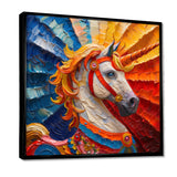 Yellow red horse Carousel spiral - Horse Canvas Wall Art