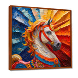 Yellow red horse Carousel spiral - Horse Canvas Wall Art