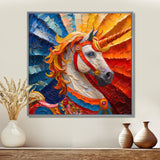 Yellow red horse Carousel spiral - Horse Canvas Wall Art