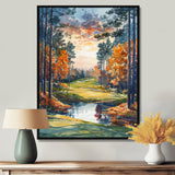 Green Orange Autumn Golf Haven Country Club I - Golf Canvas Wall Art