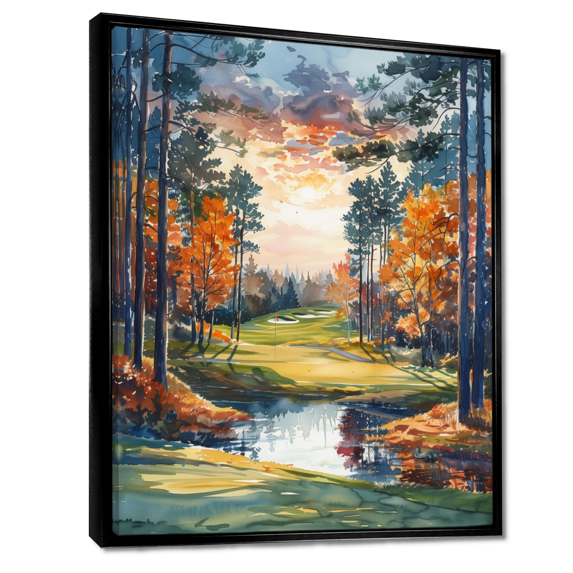 Green Orange Autumn Golf Haven Country Club I - Golf Canvas Wall Art