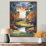 Green Orange Autumn Golf Haven Country Club I - Golf Canvas Wall Art