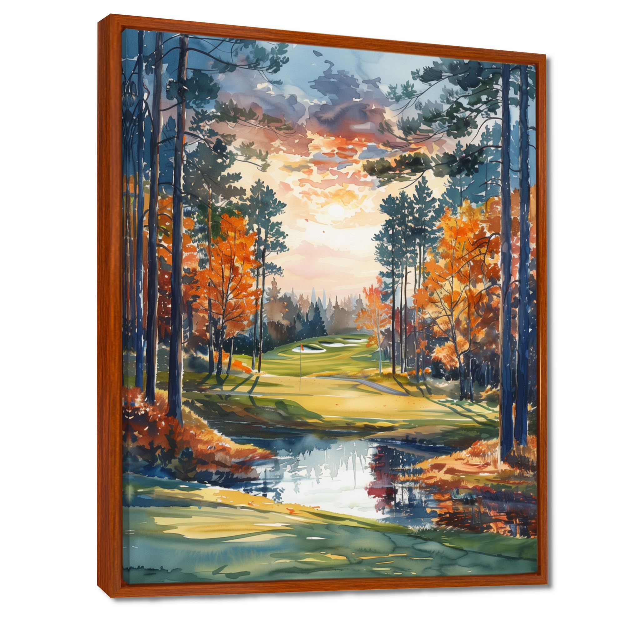 Green Orange Autumn Golf Haven Country Club I - Golf Canvas Wall Art
