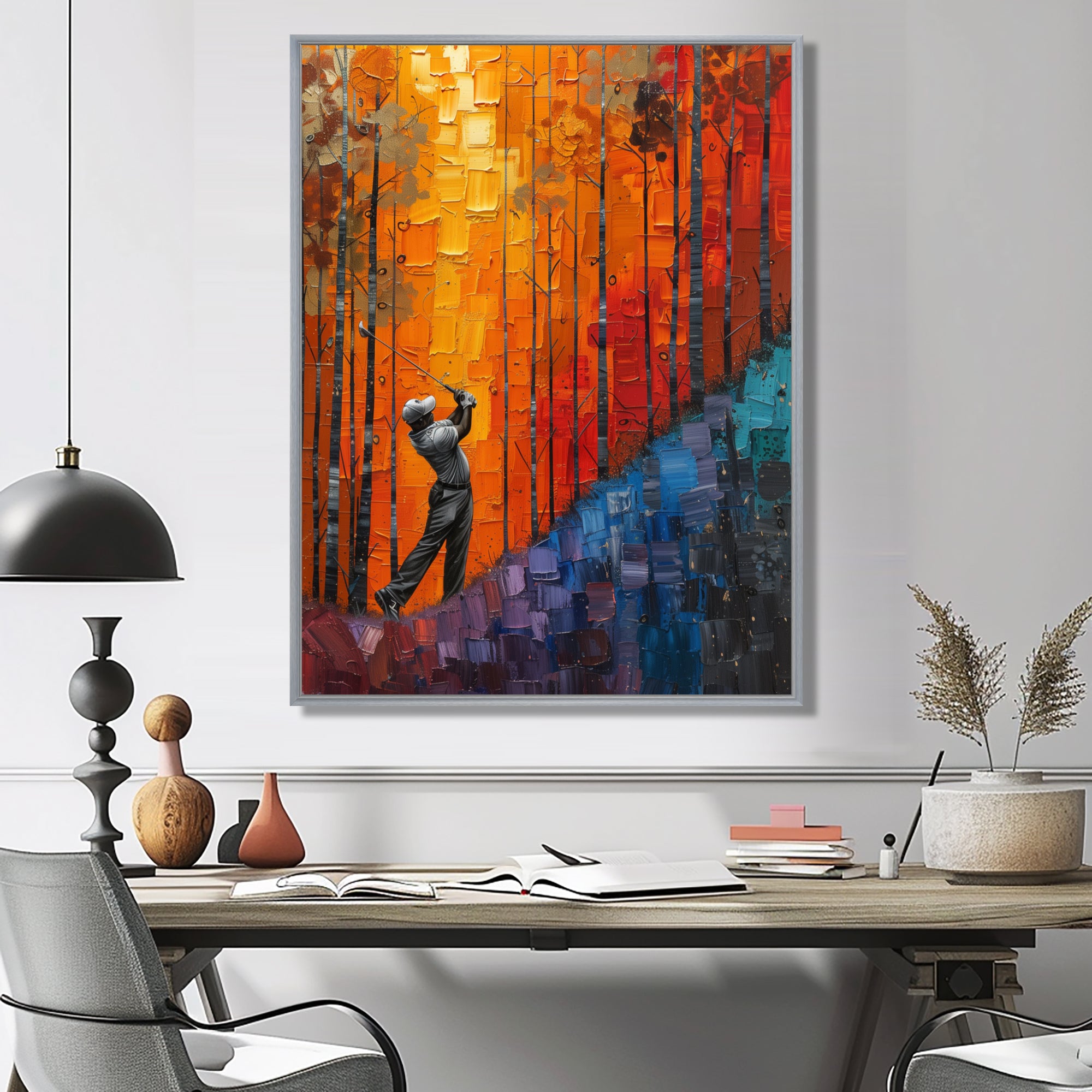 Yellow Red Golfing Heritage Country Club I - Golf Canvas Wall Art