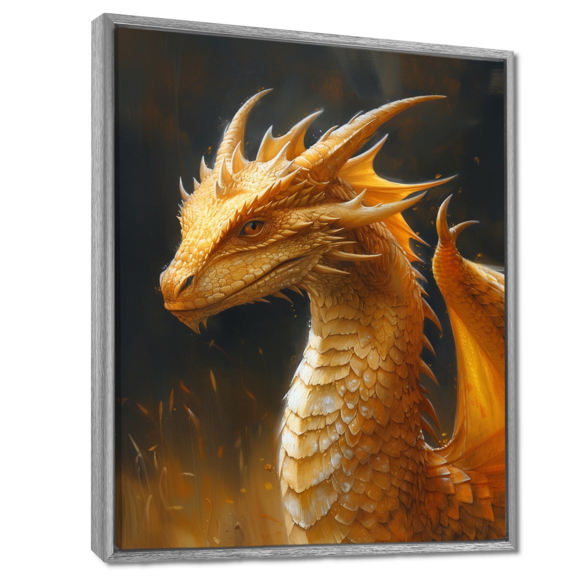 Yellow black Golden Wings Dragon - Dragons Home Decor Art